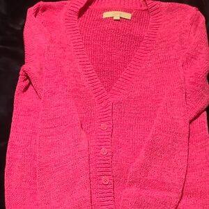 LOFT Bright Pink Cardigan Sweater